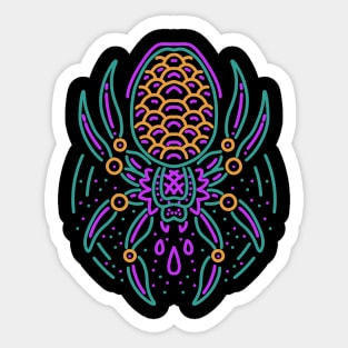 spider neon tattoo style Sticker